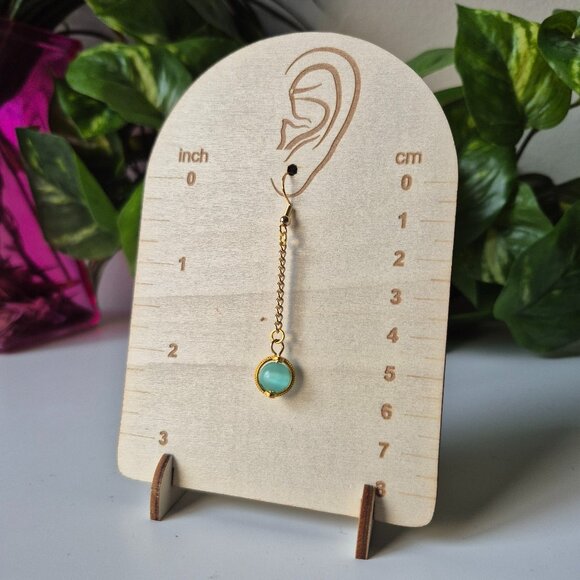Gold and Blue Spring Drop Earrings - Picture 1 of 2